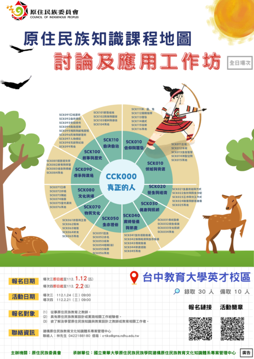 【原發中心】轉知-國立東華大學辦理「112年度原住民族知識課程地圖討論及應用工作坊」，歡迎踴躍報名參加圖片